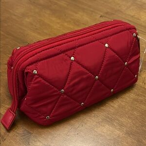 Talbots Red Quilted Cosmetic Bag, NWT